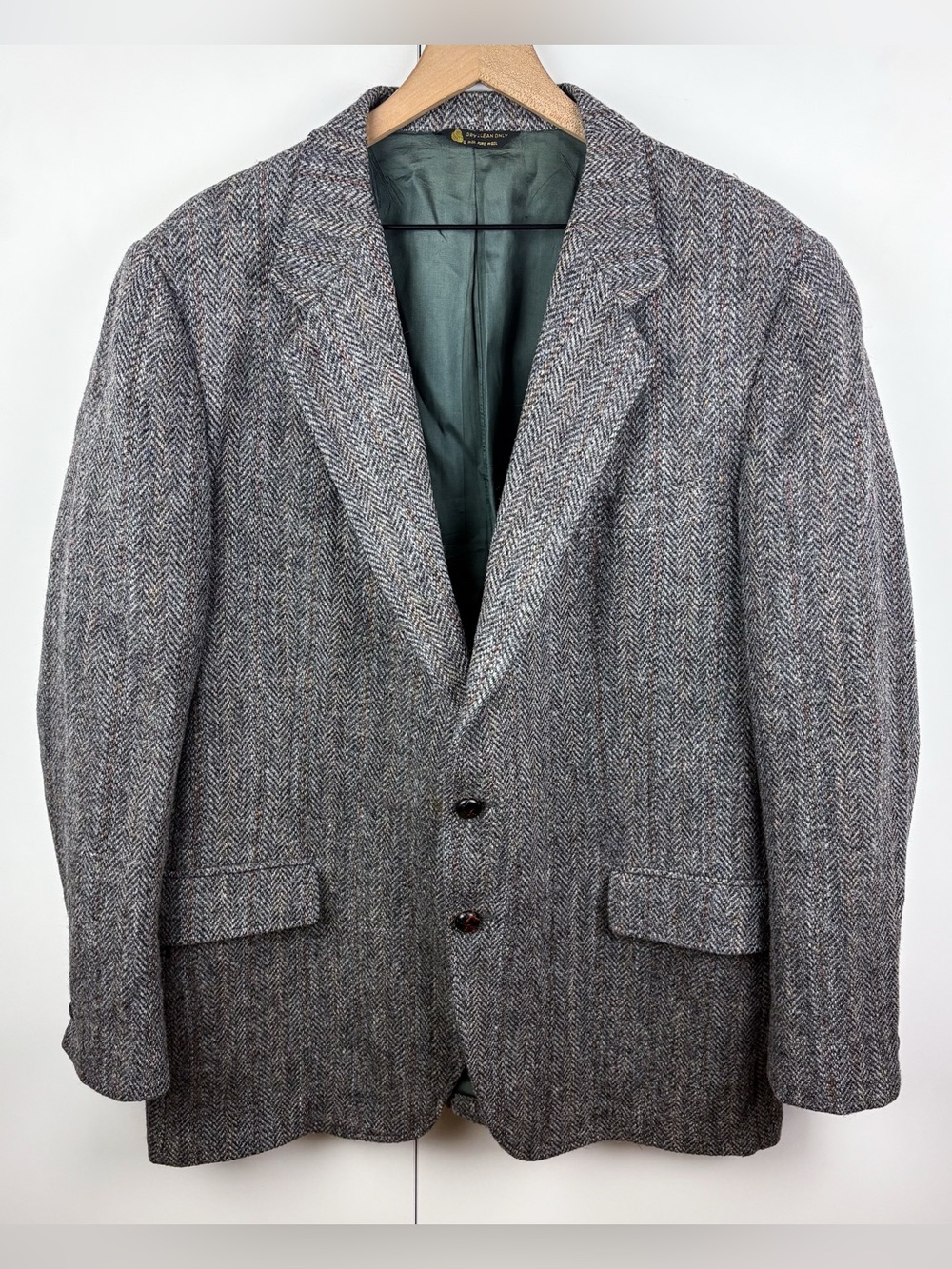 Harris Tweed 100% Wool Scottish Suit Jacket Blazer Coat Herringbone Tweed 48L